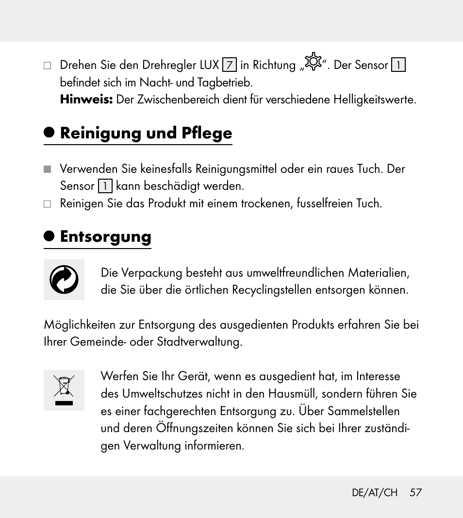 Reinigung und pflege, Entsorgung | Powerfix Z31712A/Z31712B Z31712C/Z31712D User Manual | Page 57 / 59