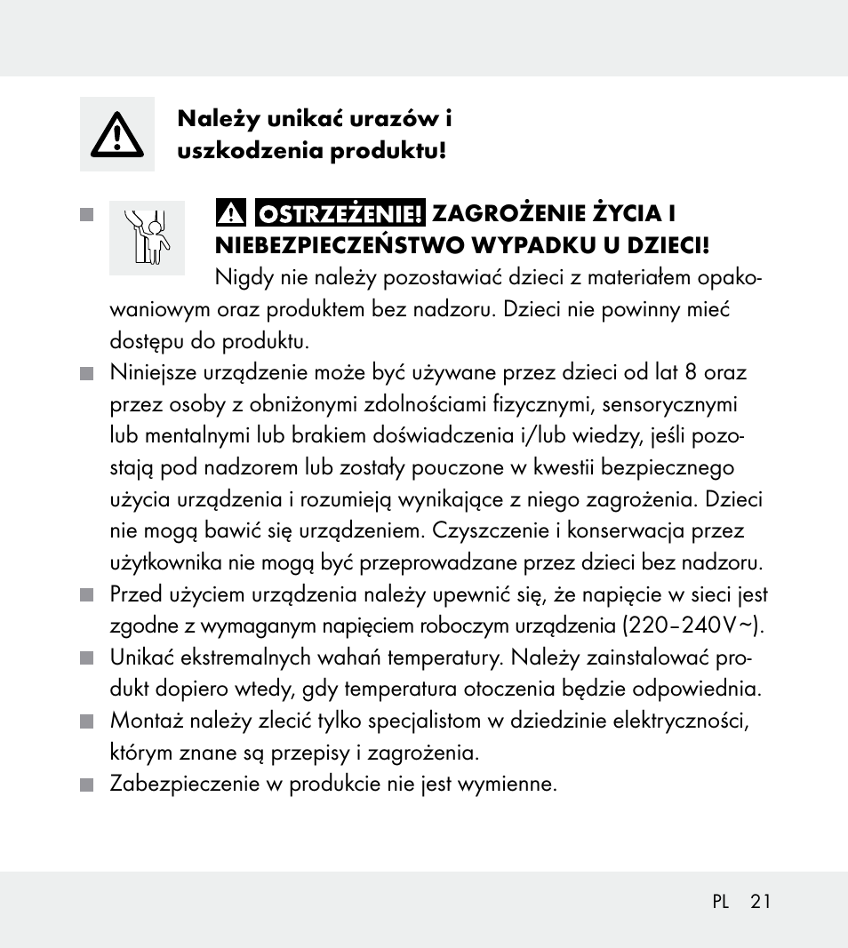 Powerfix Z31712A/Z31712B Z31712C/Z31712D User Manual | Page 21 / 68