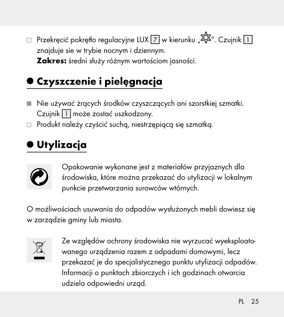 Czyszczenie i pielęgnacja, Utylizacja | Powerfix Z31712A/Z31712B Z31712C/Z31712D User Manual | Page 25 / 68
