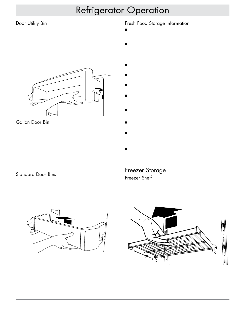 Refrigerator operation, Freezer storage | Dacor EF42DBSS User Manual | Page 13 / 24
