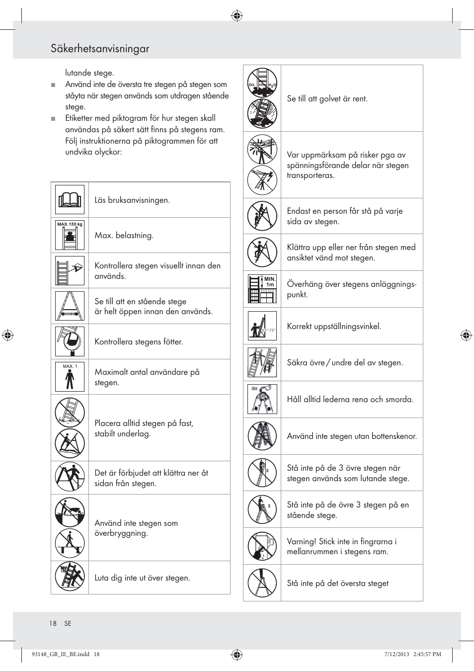 Säkerhetsanvisningar | Powerfix Z30473 User Manual | Page 18 / 48