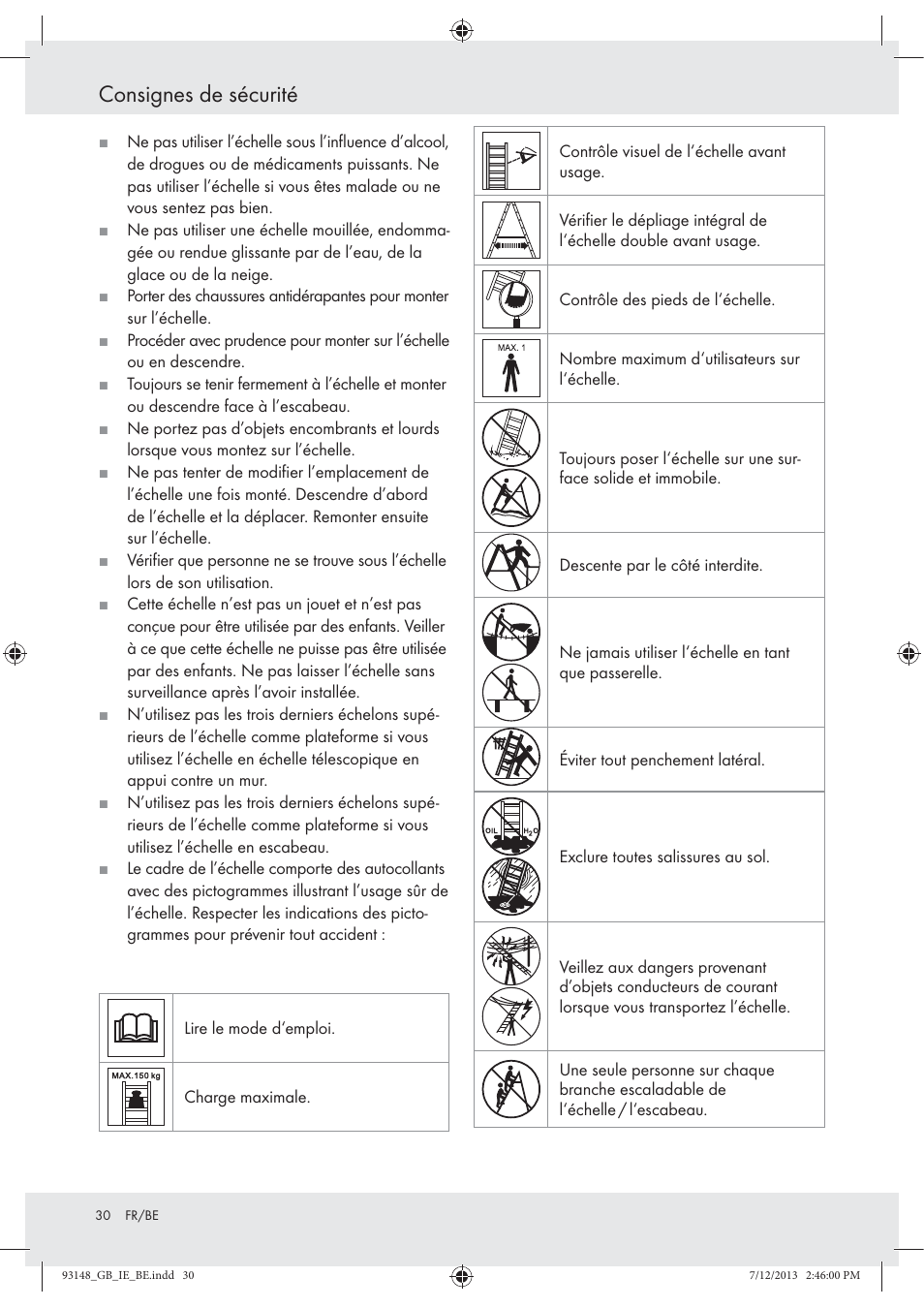 Consignes de sécurité | Powerfix Z30473 User Manual | Page 30 / 48