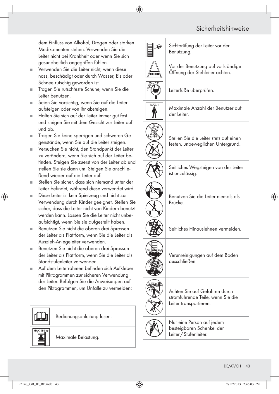 Sicherheitshinweise | Powerfix Z30473 User Manual | Page 43 / 48