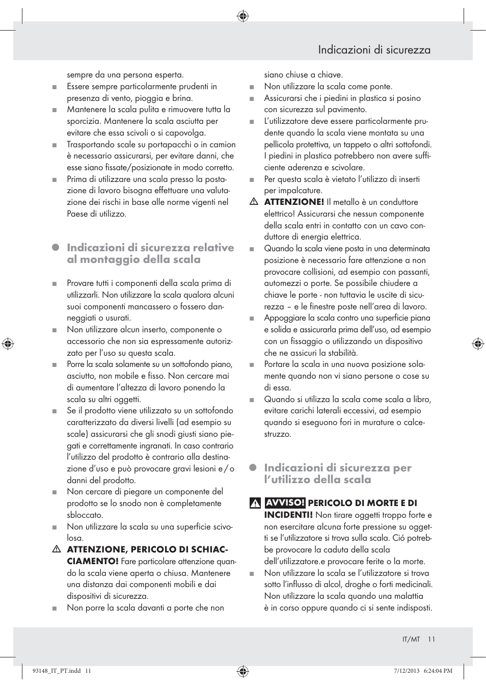 Indicazioni di sicurezza | Powerfix Z30473 User Manual | Page 11 / 35