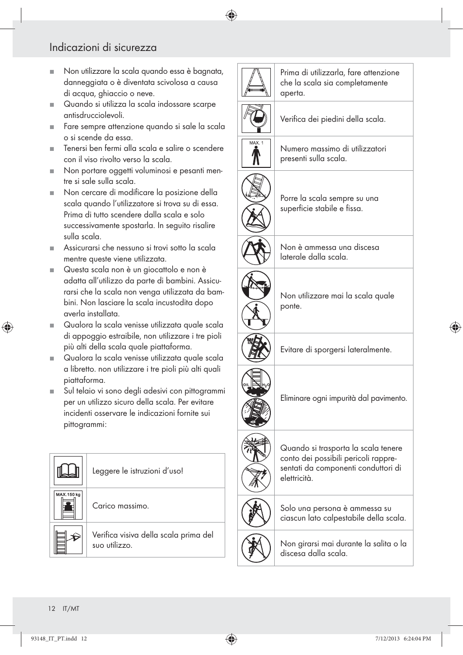 Indicazioni di sicurezza | Powerfix Z30473 User Manual | Page 12 / 35