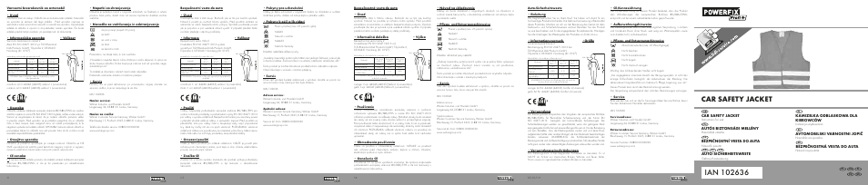 Powerfix CAR SAFETY JACKET User Manual | 2 pages