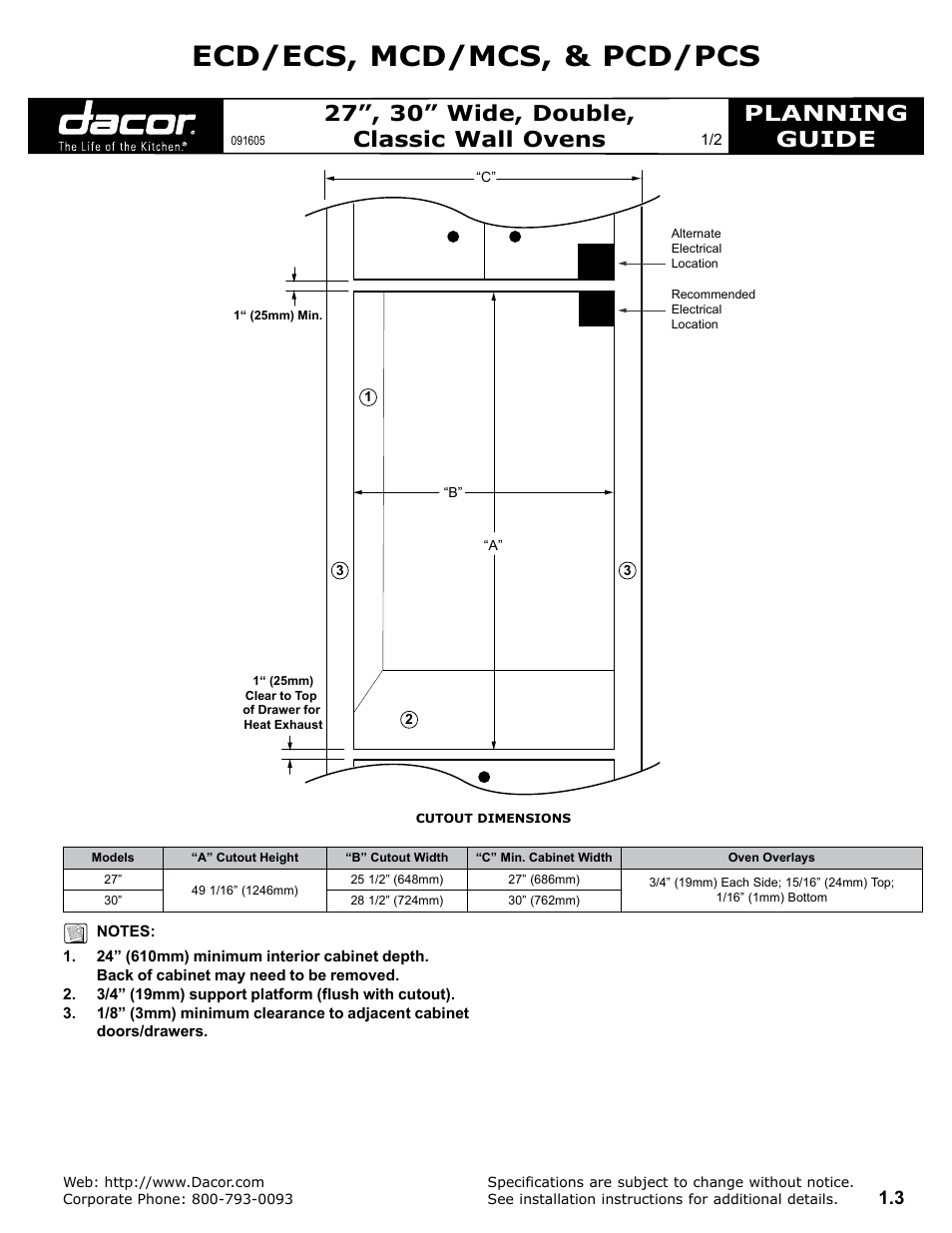 Dacor ECD/ECS User Manual | 2 pages