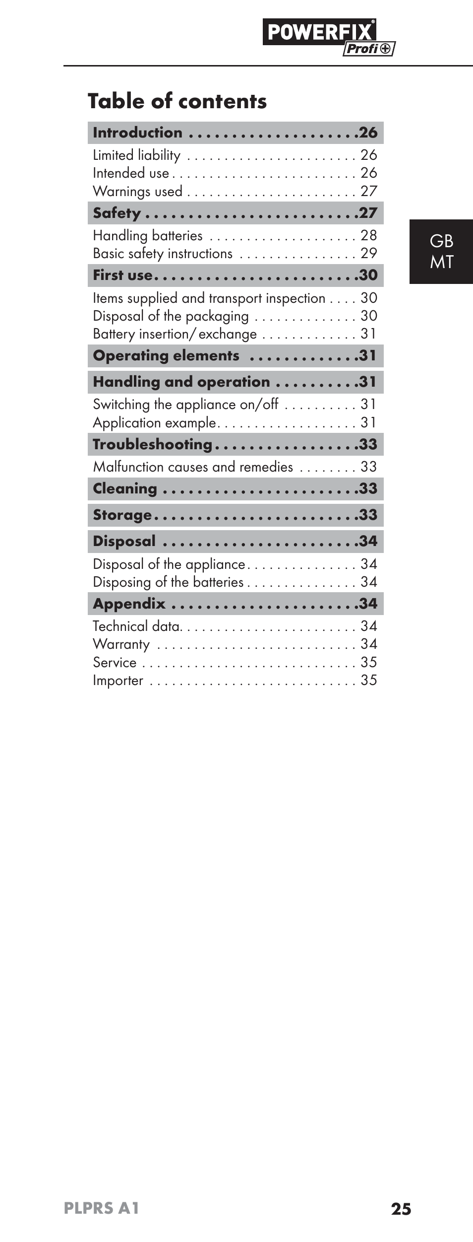 Powerfix PLPRS A1 User Manual | Page 28 / 51