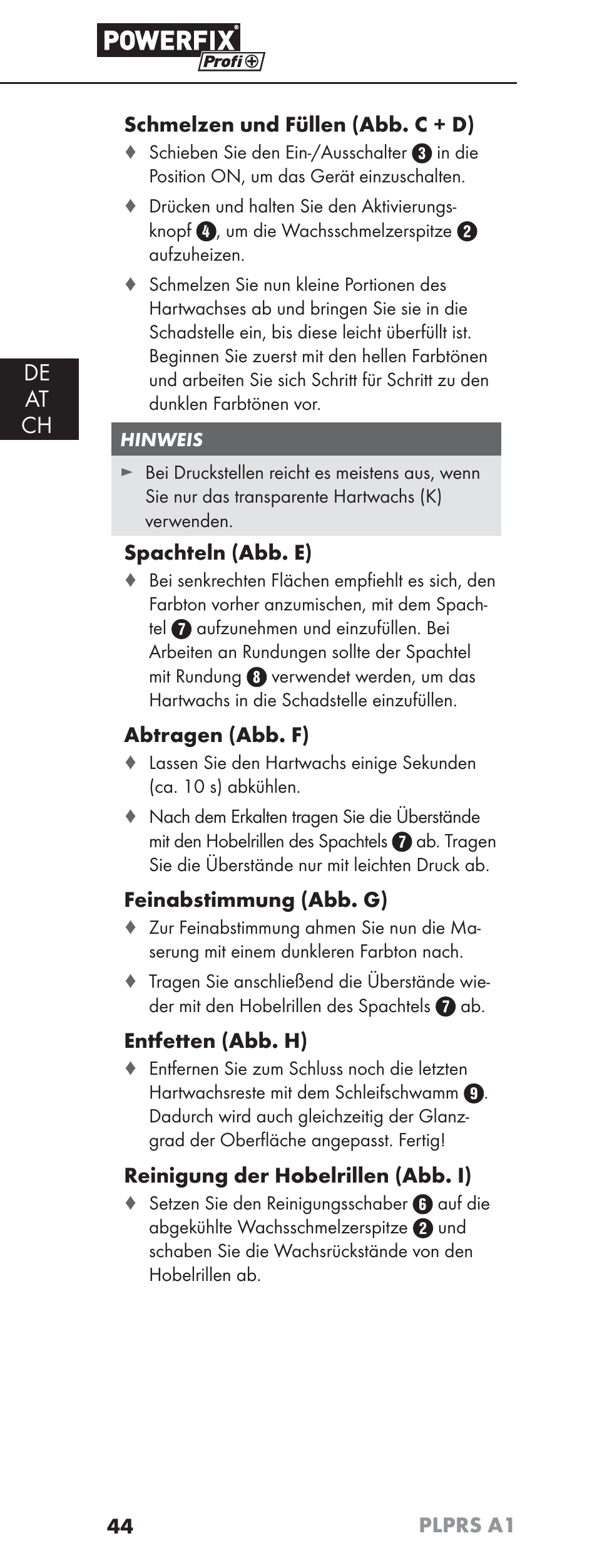 De at ch | Powerfix PLPRS A1 User Manual | Page 47 / 51