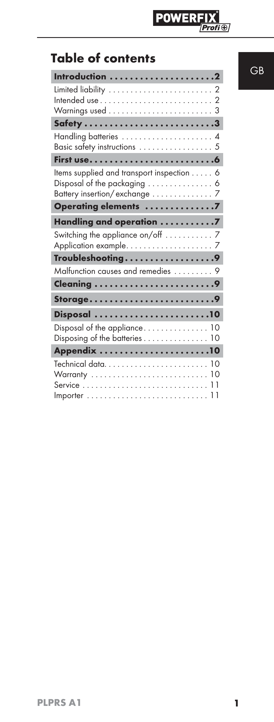 Powerfix PLPRS A1 User Manual | Page 4 / 63