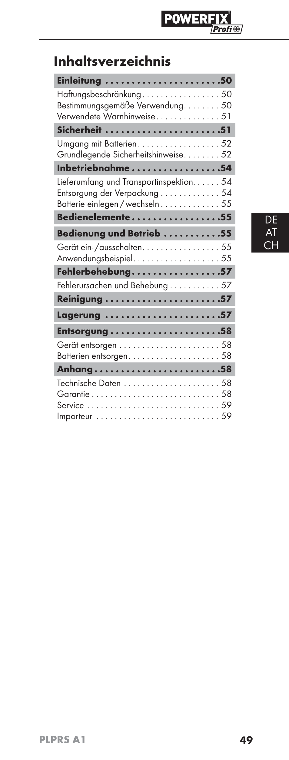 Powerfix PLPRS A1 User Manual | Page 52 / 63