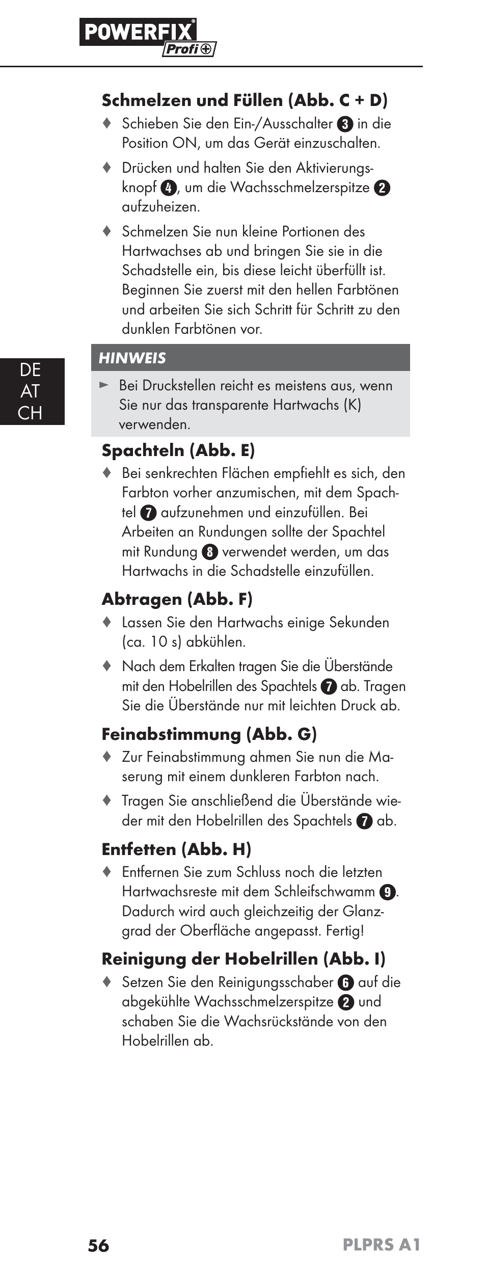 De at ch | Powerfix PLPRS A1 User Manual | Page 59 / 63