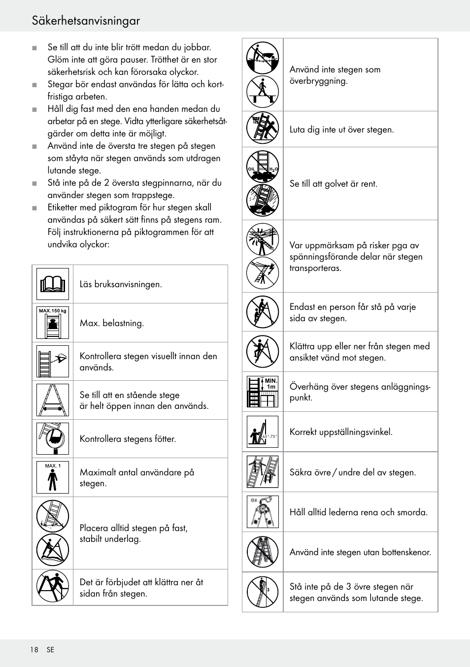 Säkerhetsanvisningar | Powerfix Z30473 User Manual | Page 18 / 48