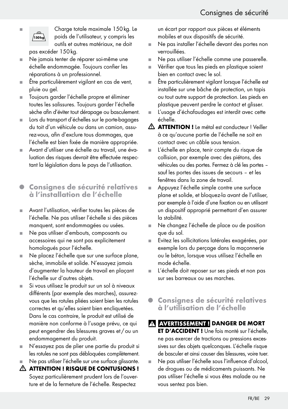 Consignes de sécurité | Powerfix Z30473 User Manual | Page 29 / 48
