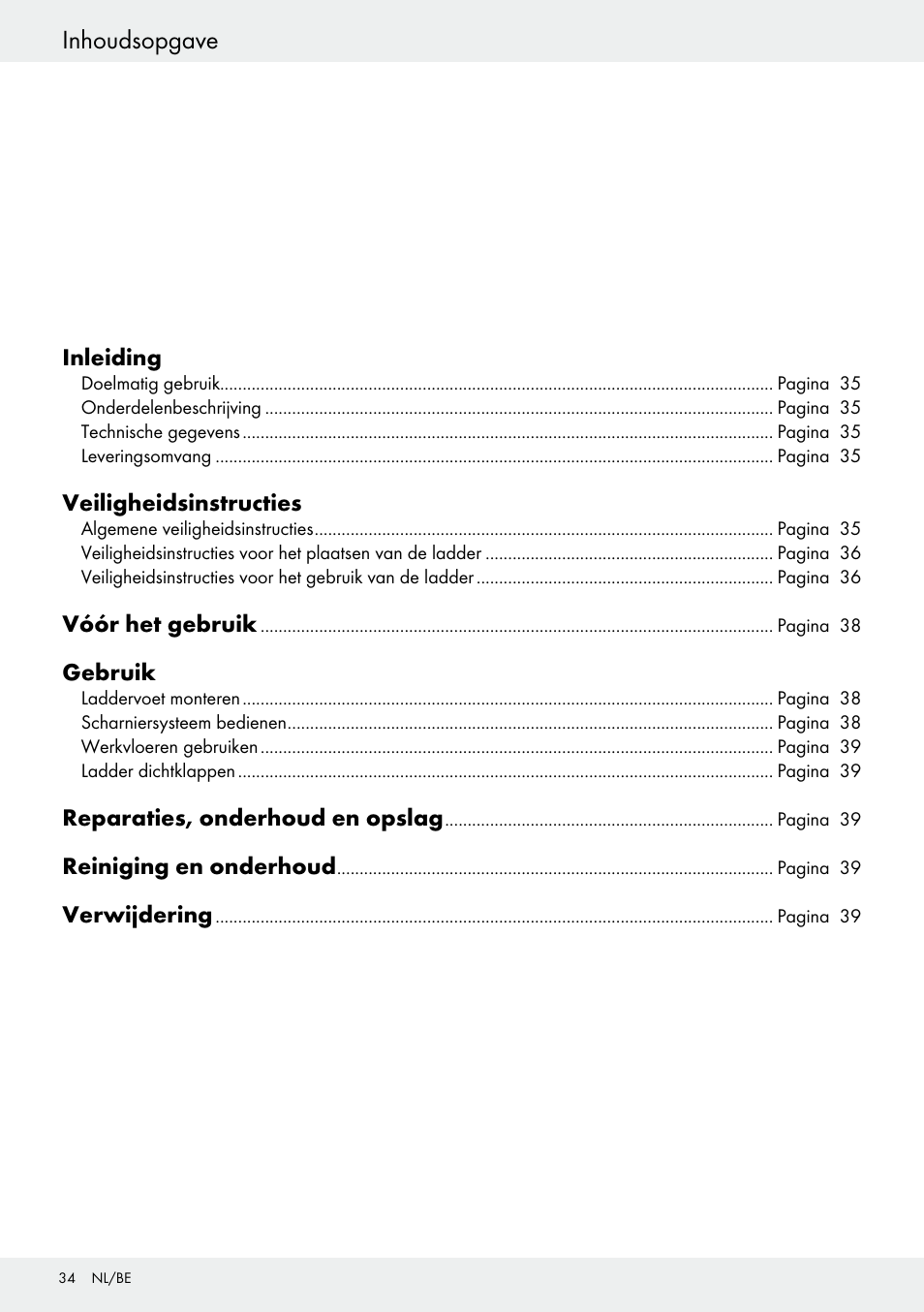 Inhoudsopgave | Powerfix Z30473 User Manual | Page 34 / 48