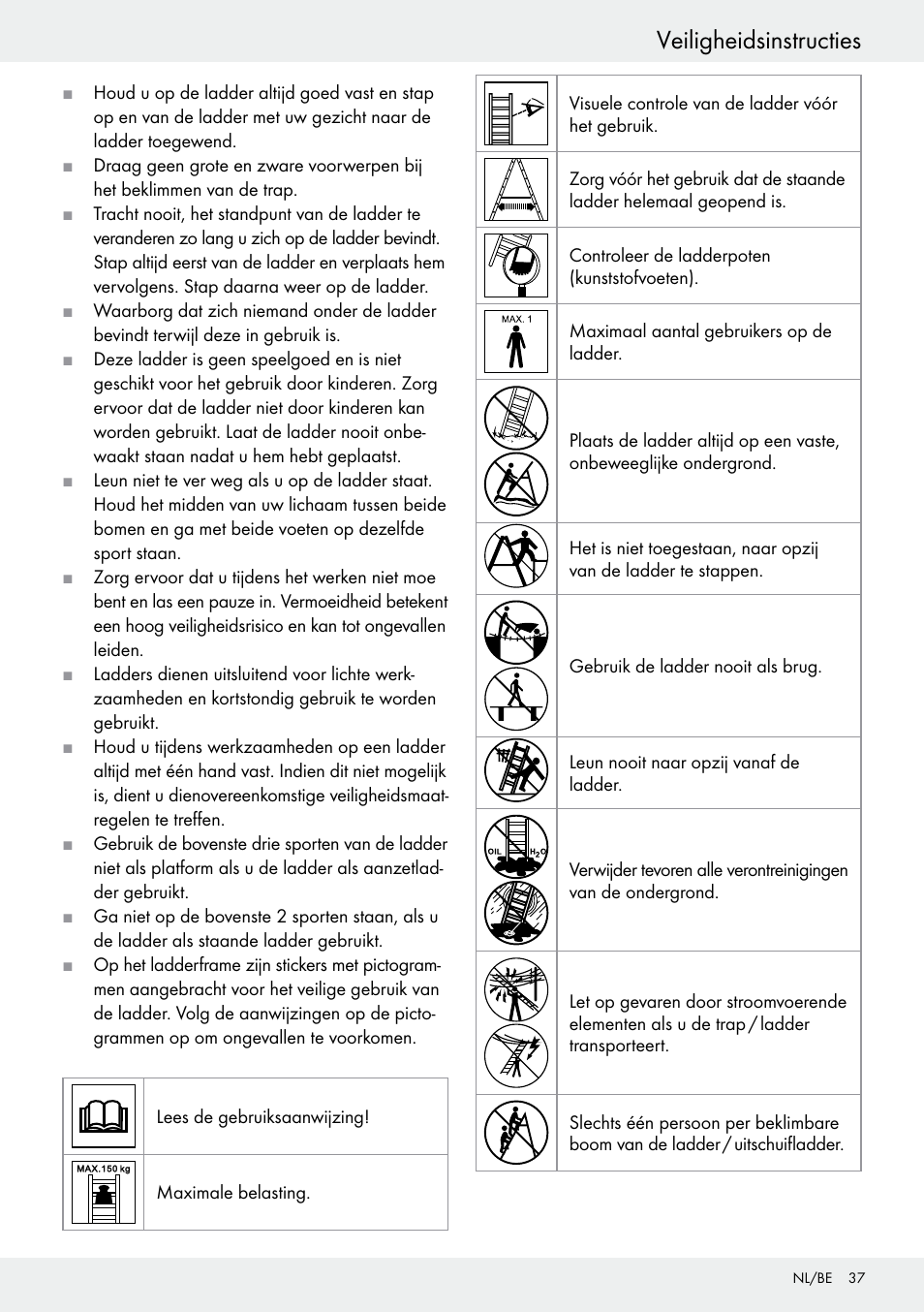 Veiligheidsinstructies | Powerfix Z30473 User Manual | Page 37 / 48