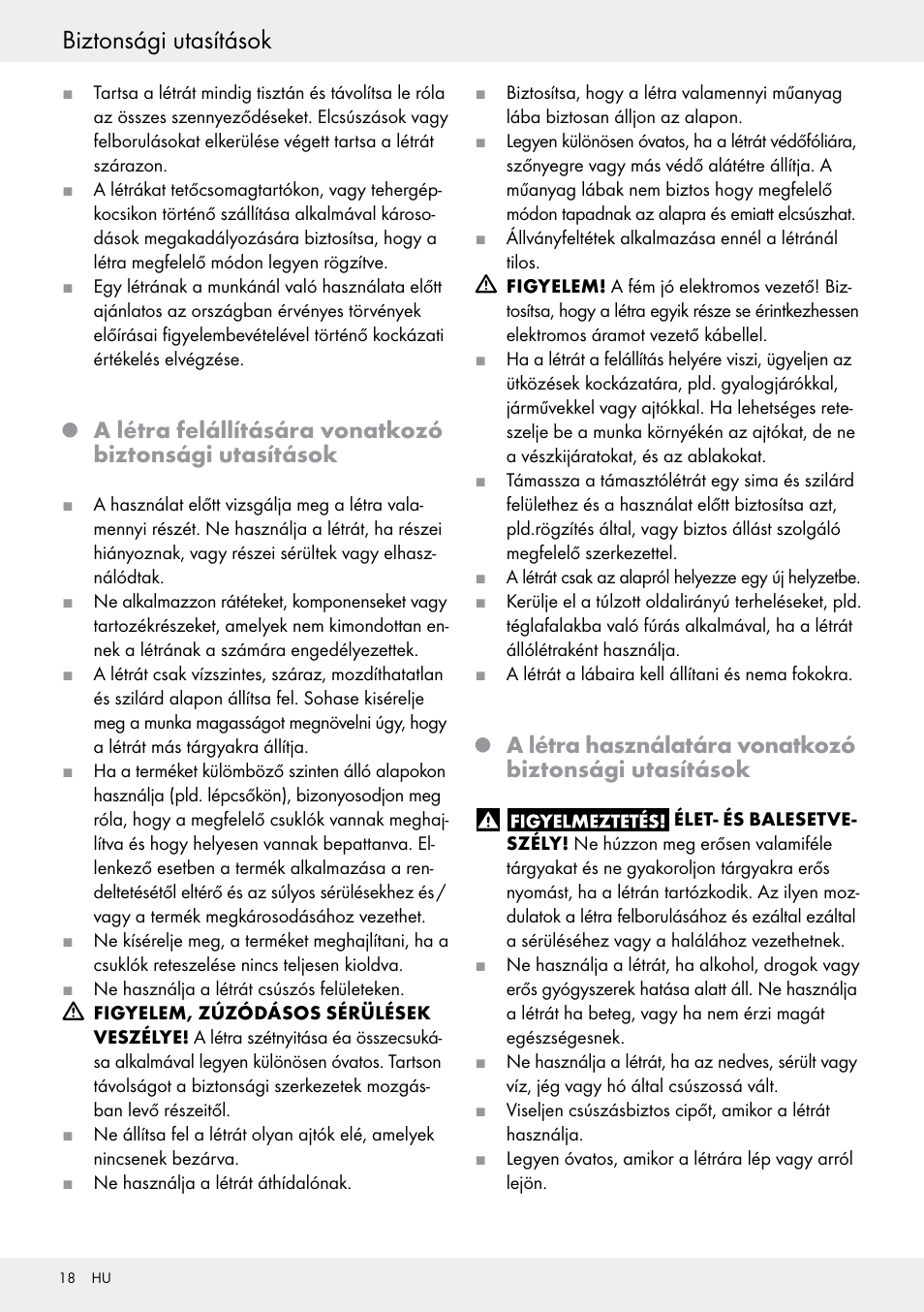 Biztonsági utasítások | Powerfix Z30473 User Manual | Page 18 / 48