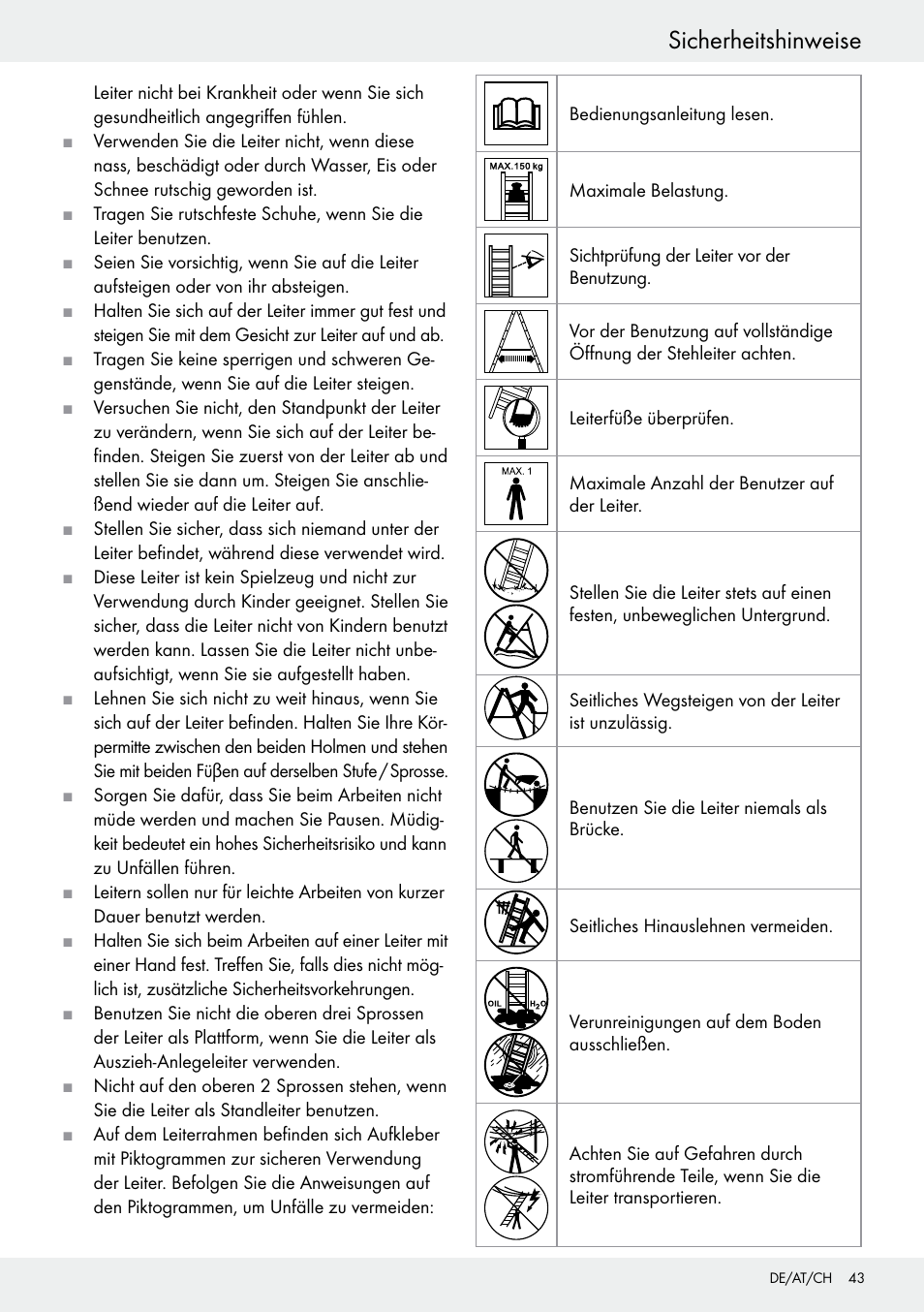 Sicherheitshinweise | Powerfix Z30473 User Manual | Page 43 / 48
