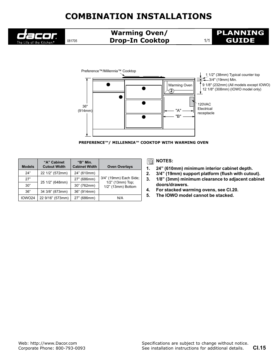 Dacor 36 User Manual | 1 page