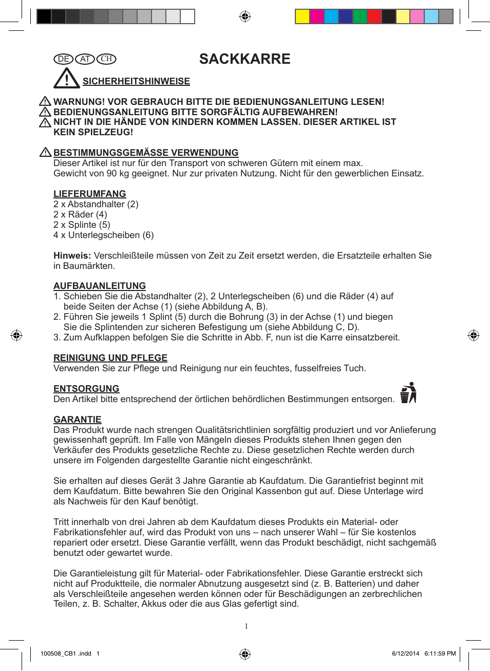 Sackkarre | Powerfix Z31229 User Manual | Page 2 / 7