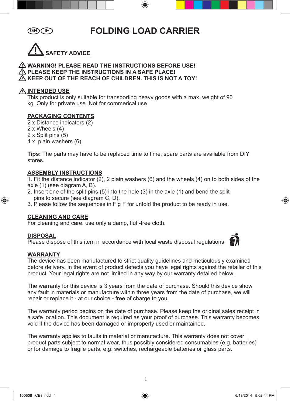 Folding load carrier | Powerfix Z31229 User Manual | Page 2 / 10