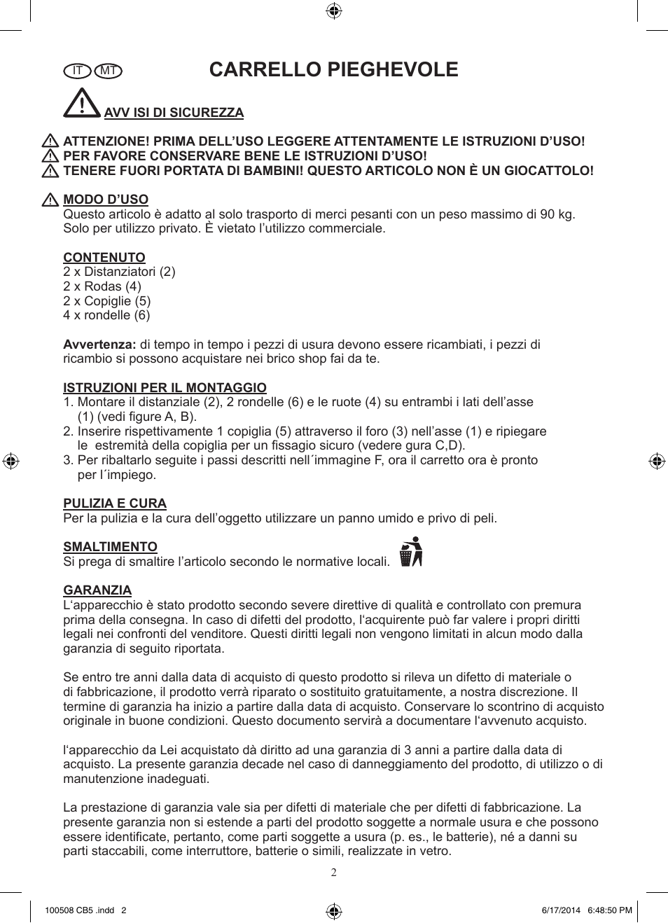 Carrello pieghevole | Powerfix Z31229 User Manual | Page 3 / 8