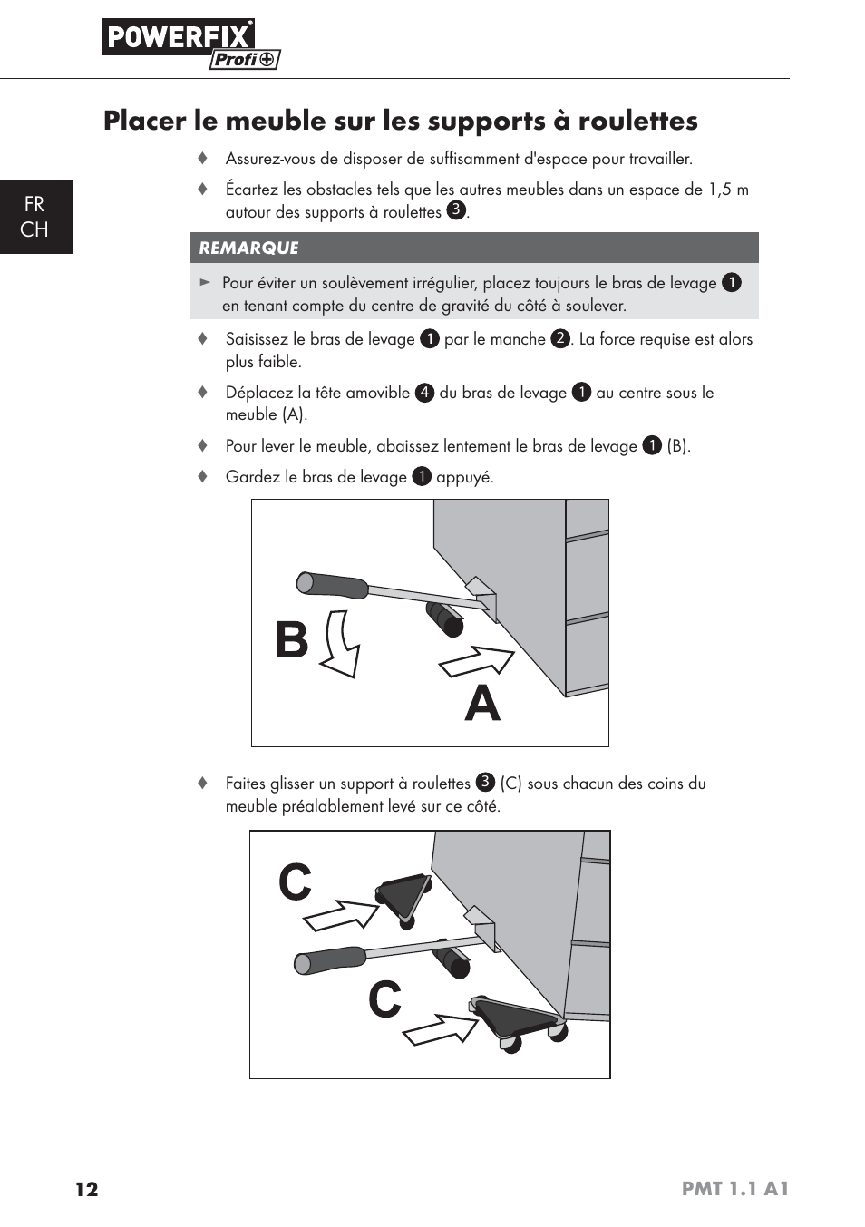 Placer le meuble sur les supports à roulettes | Powerfix PMT 1.1 A1 User Manual | Page 15 / 35