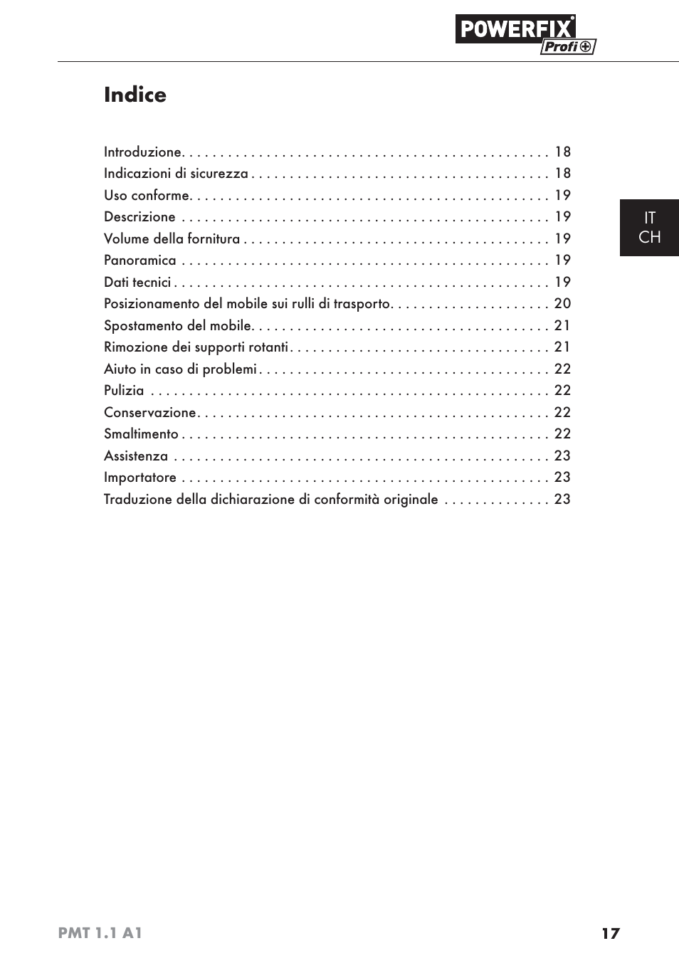 Indice, It ch | Powerfix PMT 1.1 A1 User Manual | Page 20 / 35