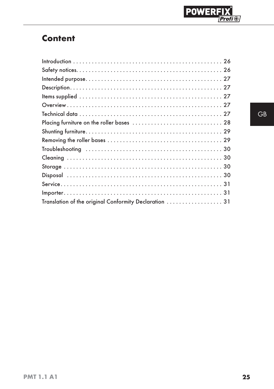 Content | Powerfix PMT 1.1 A1 User Manual | Page 28 / 35