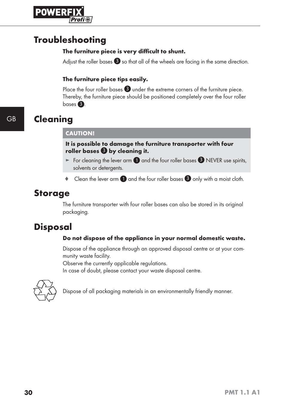 Troubleshooting, Cleaning, Storage | Disposal | Powerfix PMT 1.1 A1 User Manual | Page 33 / 35