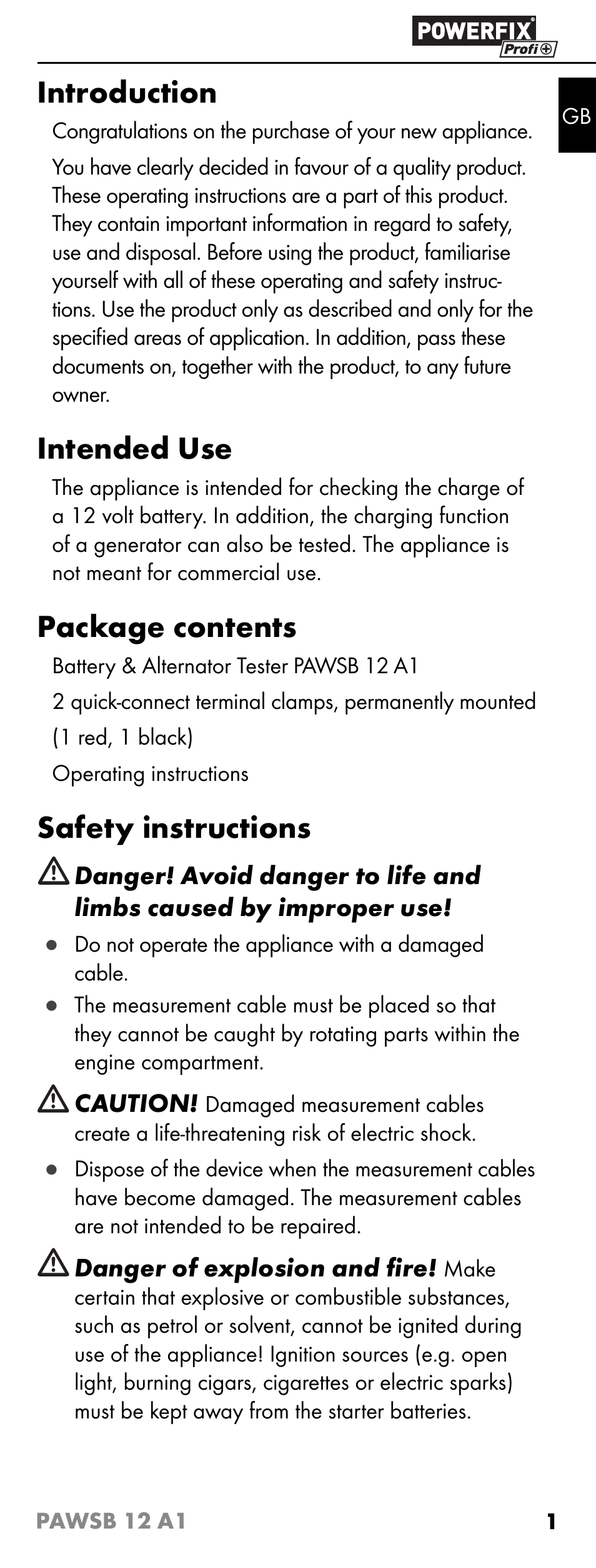 Introduction, Intended use, Package contents | Safety instructions | Powerfix PAWSB 12 A1 User Manual | Page 3 / 31