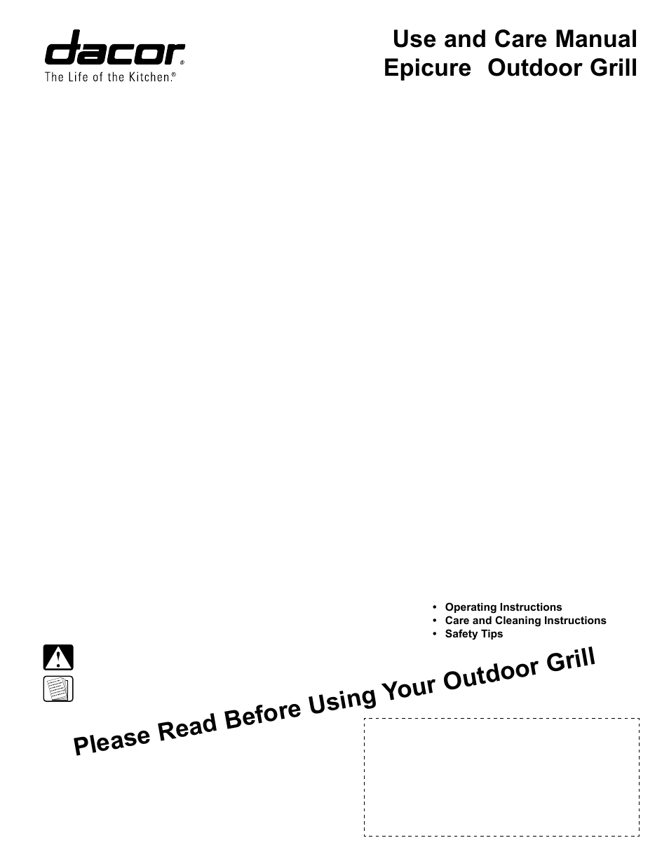 Dacor OBSB162 User Manual | 12 pages