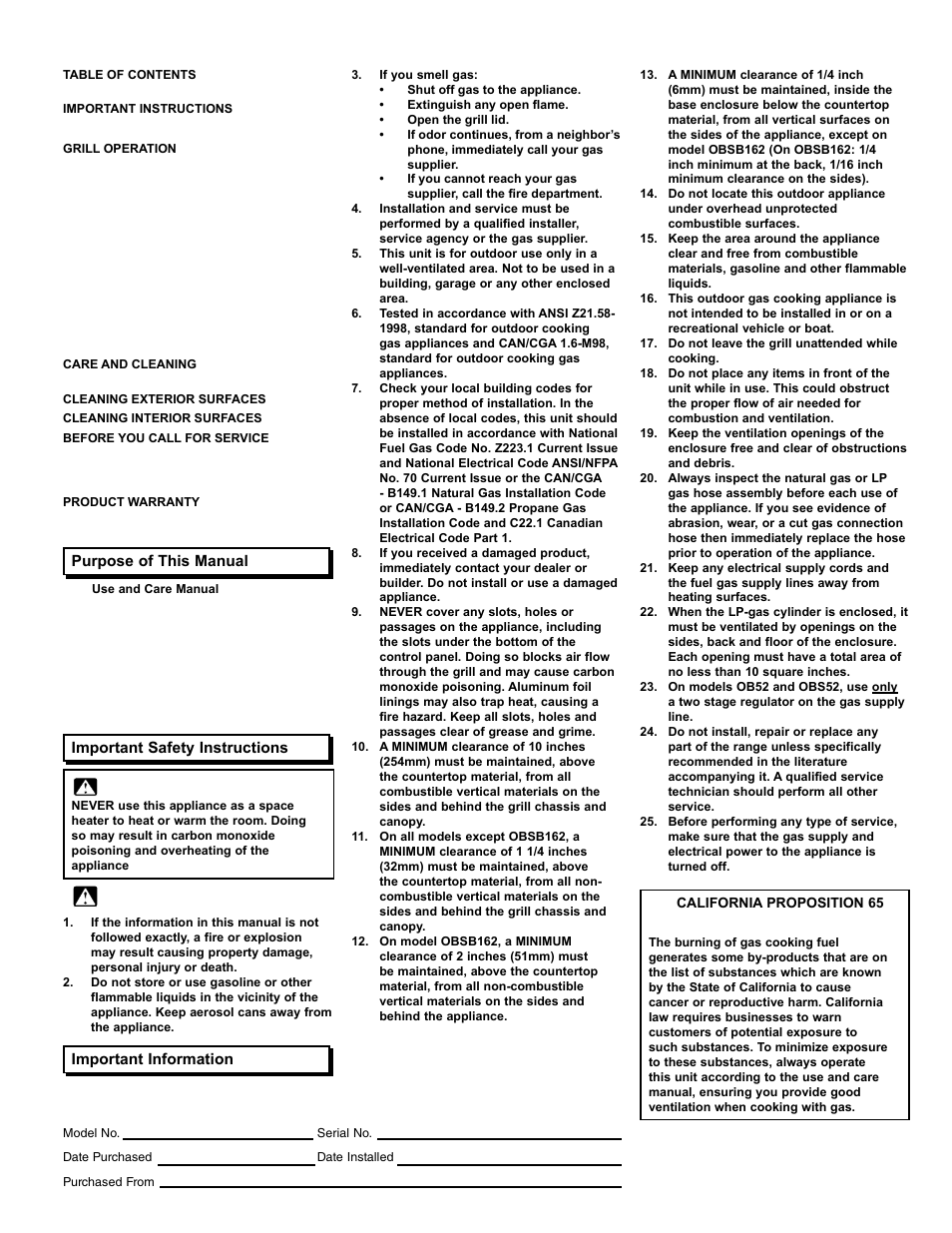 Dacor OBSB162 User Manual | Page 3 / 12