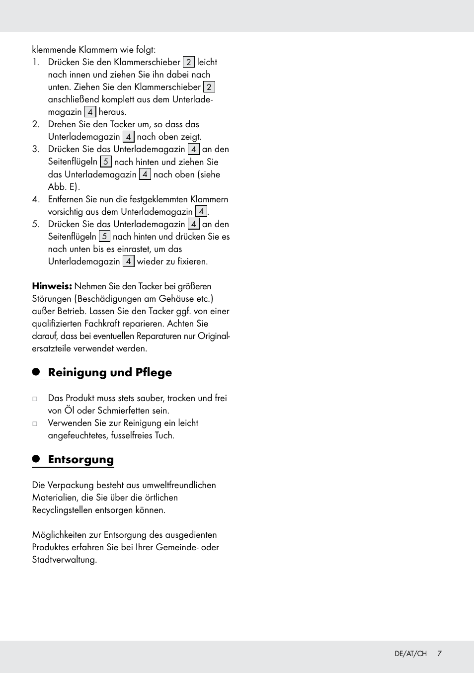 Reinigung und pflege, Entsorgung | Powerfix  Z16531 User Manual | Page 7 / 14