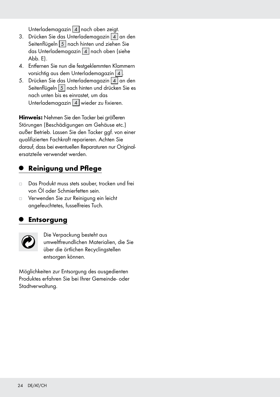 Reinigung und pflege, Entsorgung | Powerfix  Z16531 User Manual | Page 24 / 25