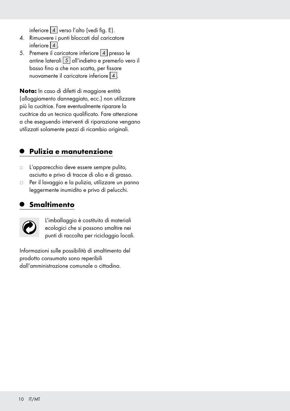 Pulizia e manutenzione, Smaltimento | Powerfix  Z16531 User Manual | Page 10 / 20