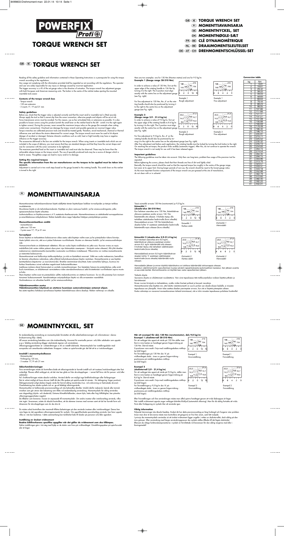 Powerfix Torque Wrench Set User Manual | 2 pages