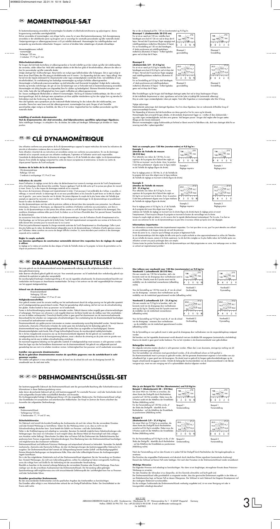 Momentnøgle-sæt, Clé dynamométrique, Drehmomentschlüssel-set | Draaimomentsleutelset | Powerfix Torque Wrench Set User Manual | Page 2 / 2