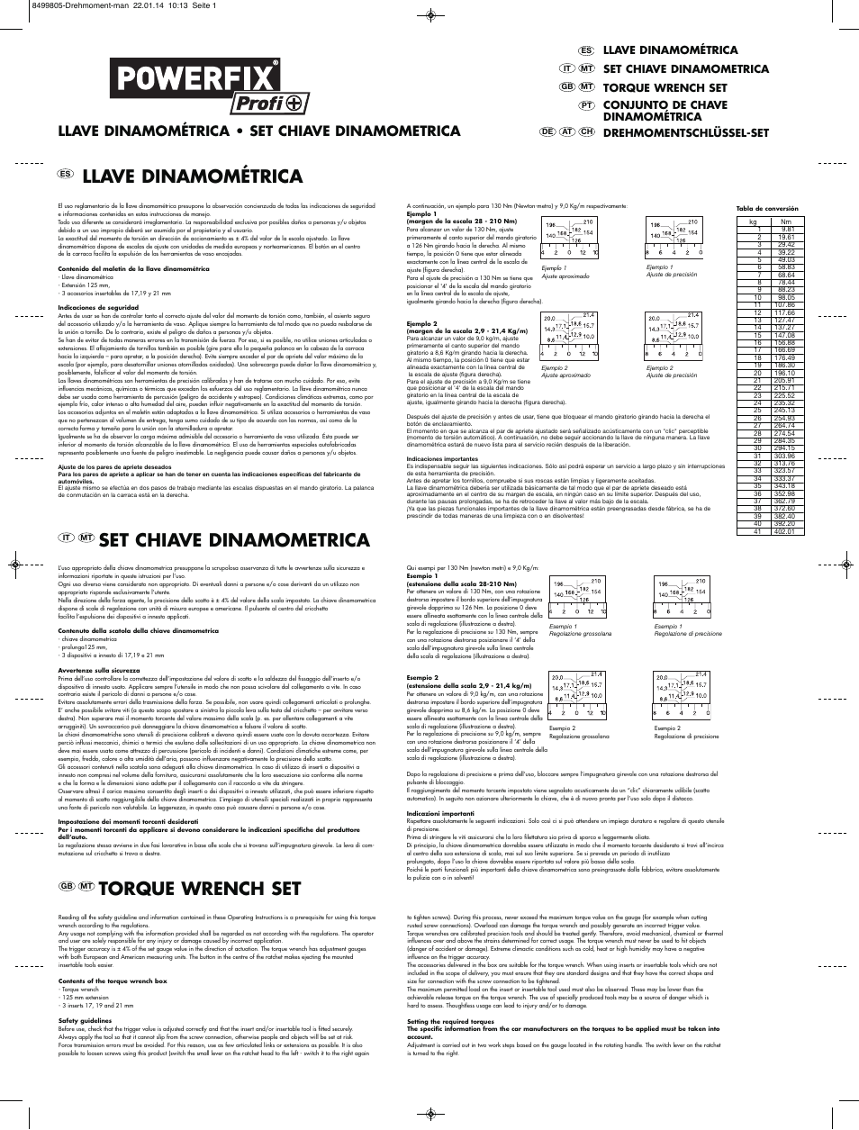 Powerfix Torque Wrench Set User Manual | 2 pages