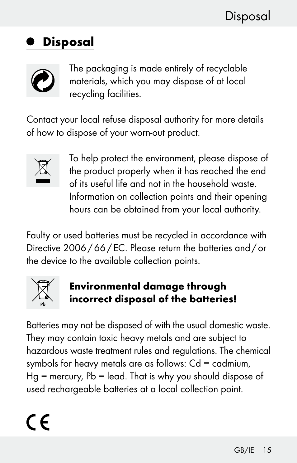 Disposal | Powerfix Z30225 User Manual | Page 15 / 84