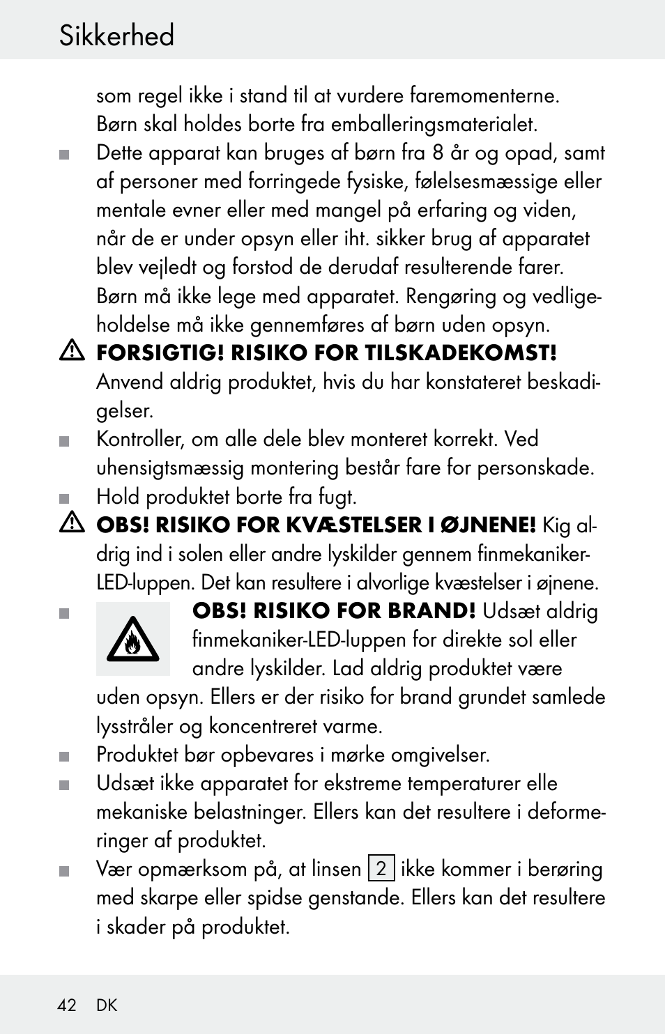 Sikkerhed | Powerfix Z30225 User Manual | Page 42 / 84