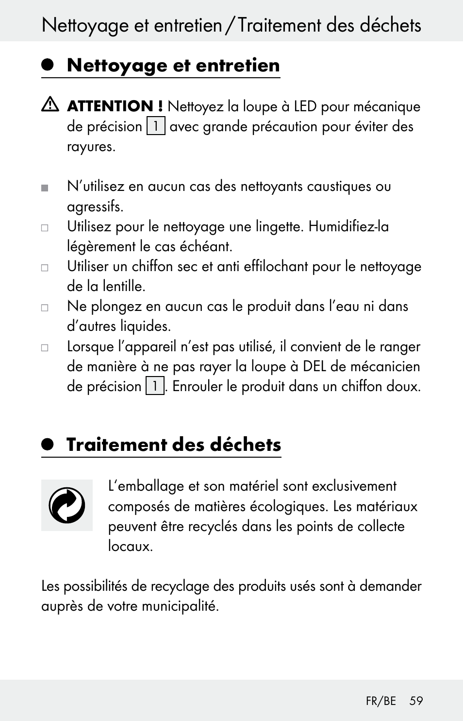 Nettoyage et entretien / traitement des déchets, Nettoyage et entretien, Traitement des déchets | Powerfix Z30225 User Manual | Page 59 / 84