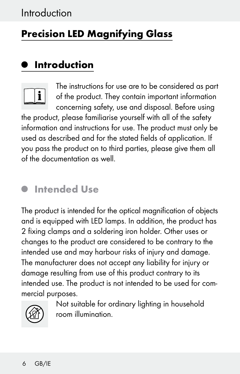 Introduction, Precision led magnifying glass, Intended use | Powerfix Z30225 User Manual | Page 6 / 84