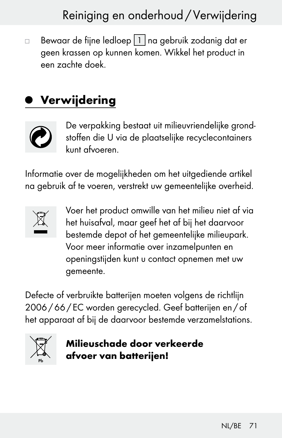 Reiniging en onderhoud / verwijdering, Verwijdering | Powerfix Z30225 User Manual | Page 71 / 84