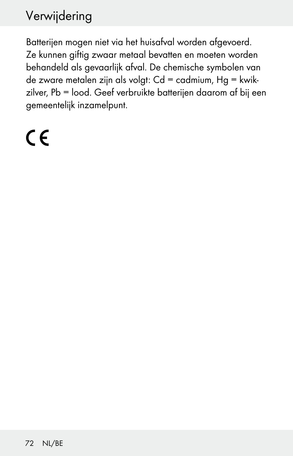 Verwijdering | Powerfix Z30225 User Manual | Page 72 / 84