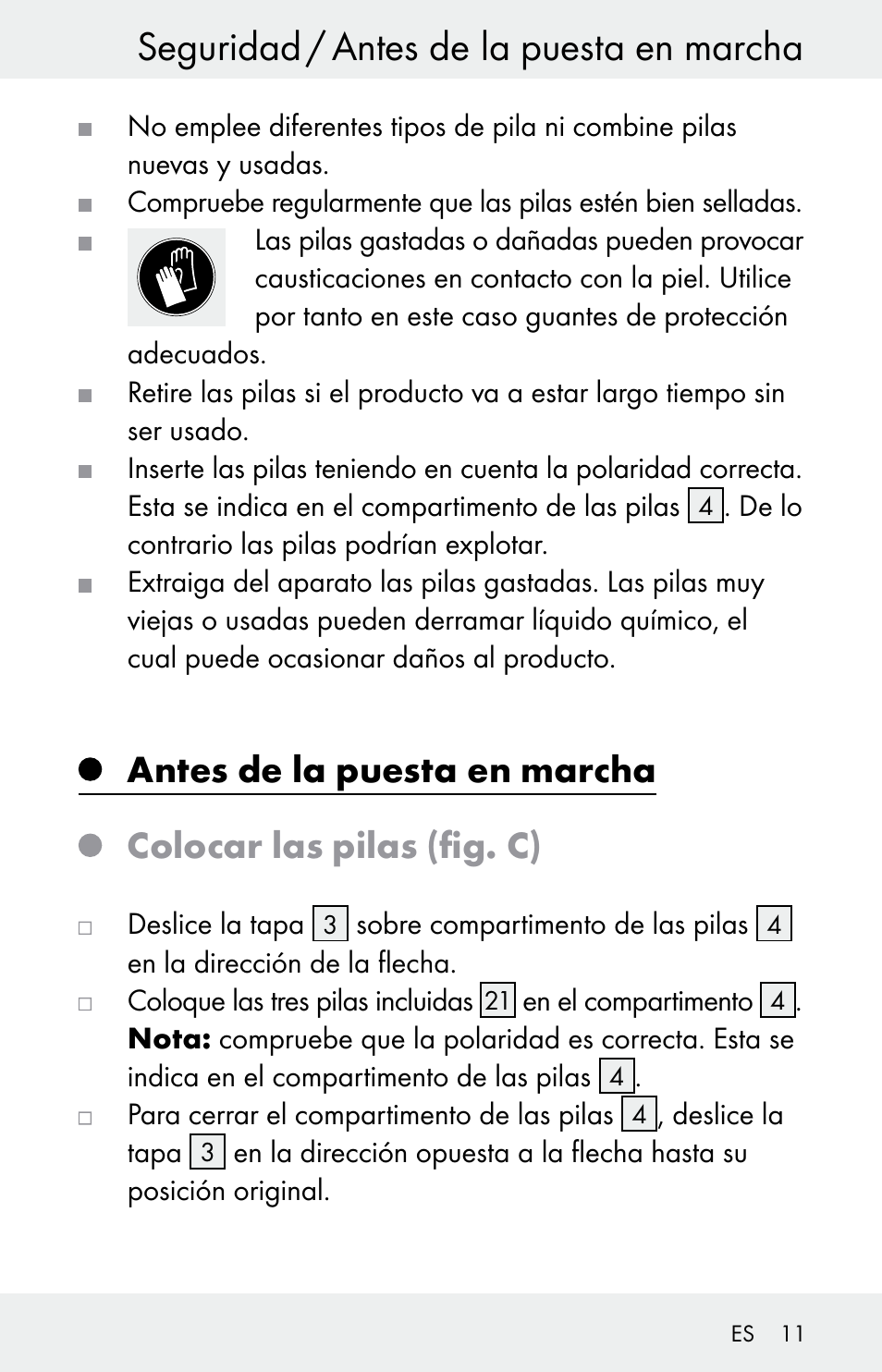 Seguridad / antes de la puesta en marcha | Powerfix Z30225 User Manual | Page 11 / 61