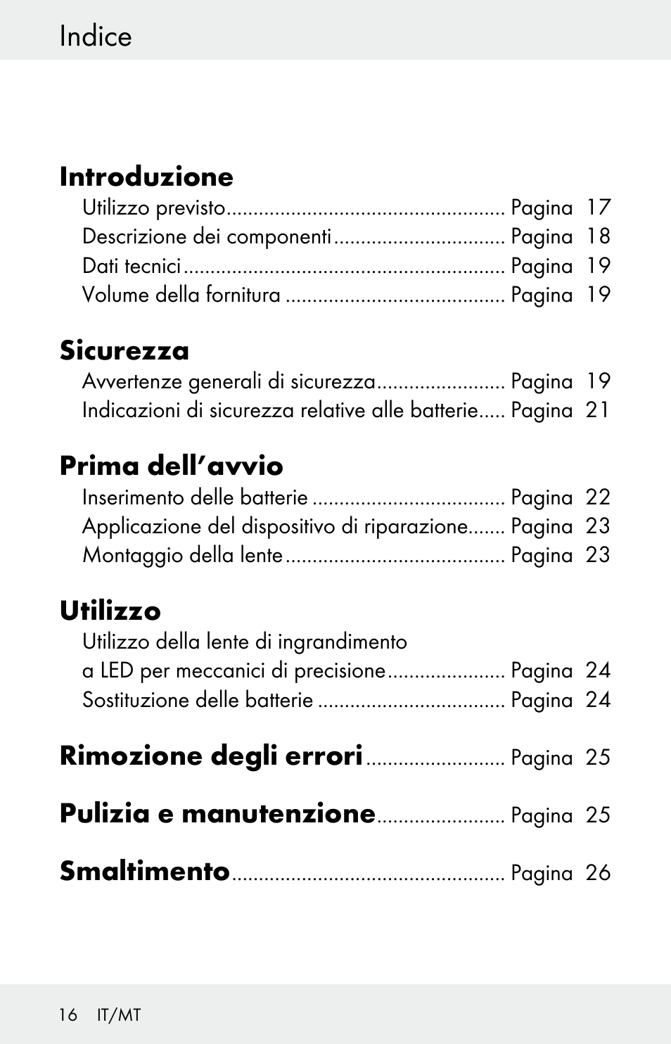 Indice | Powerfix Z30225 User Manual | Page 16 / 61