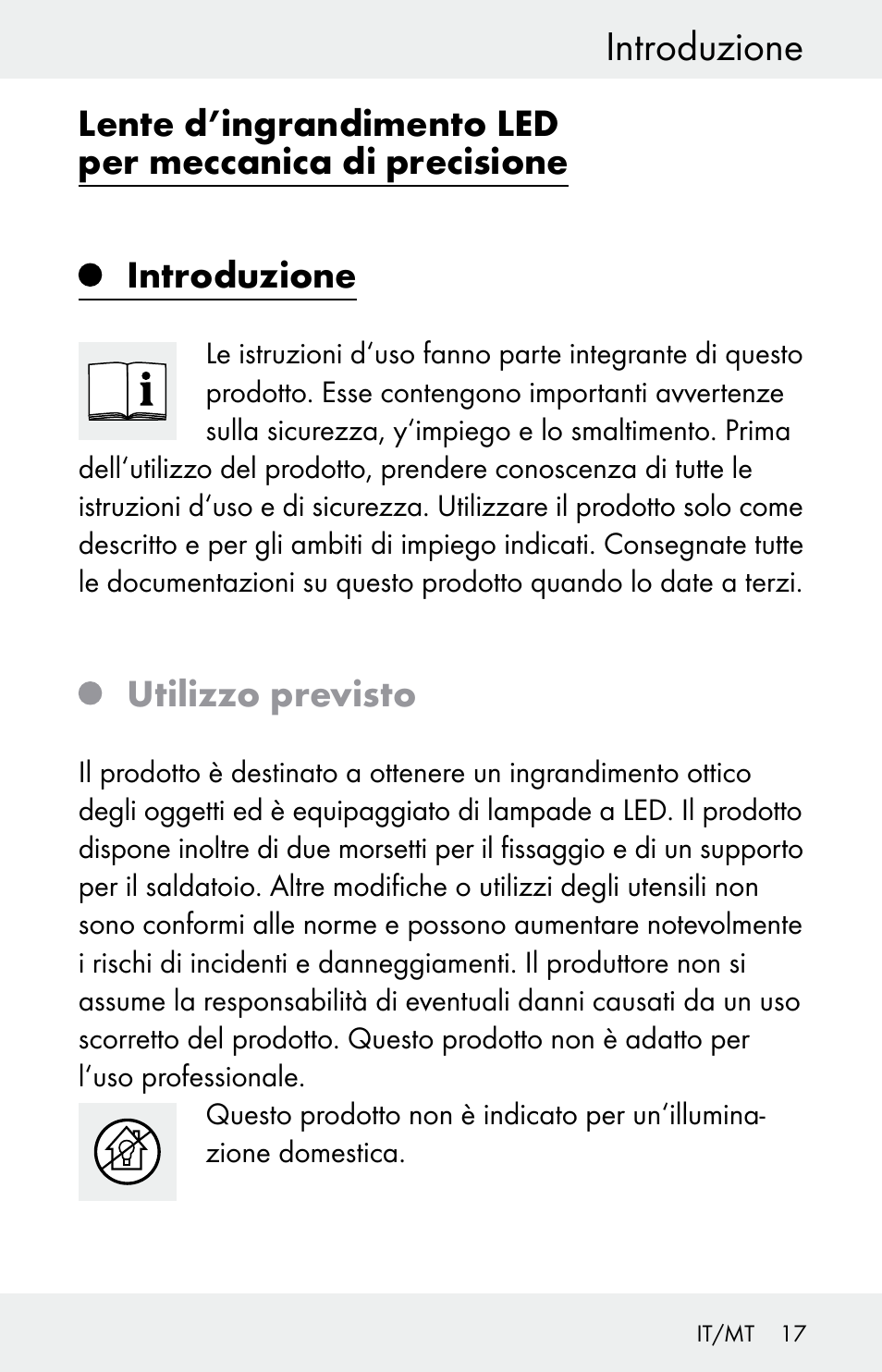 Introduzione, Utilizzo previsto | Powerfix Z30225 User Manual | Page 17 / 61