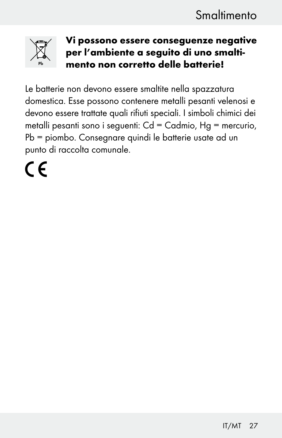 Smaltimento | Powerfix Z30225 User Manual | Page 27 / 61