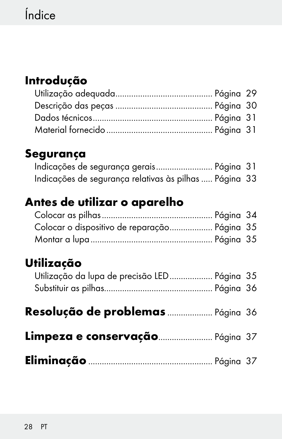 Índice | Powerfix Z30225 User Manual | Page 28 / 61